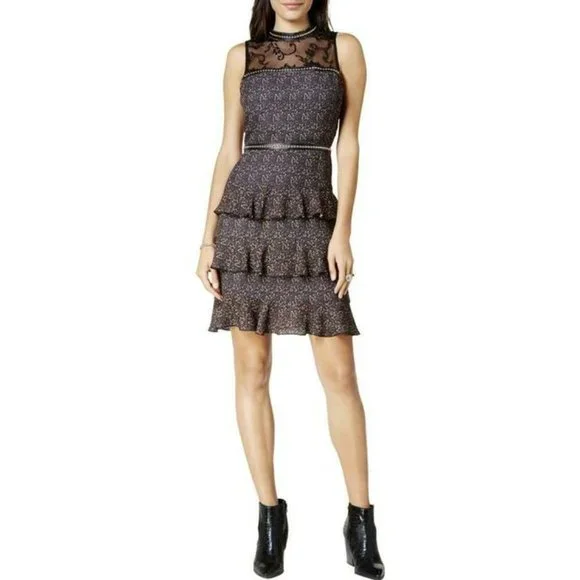 Glam by Glamorous Women's Lace-Yoke Tiered Dress.  SZ S - Picture 3 of 5